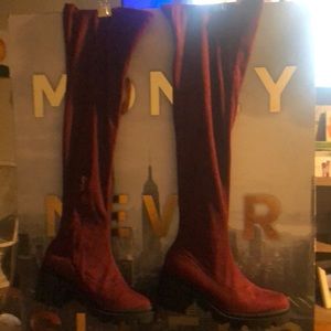 Burgundy high rise boots